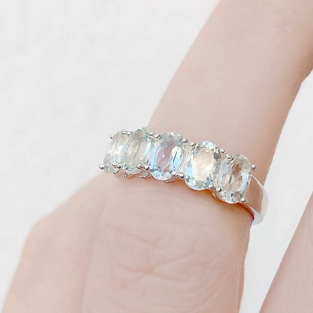 Arabella, a Prasiolite Oval cut Half Eternity Ring