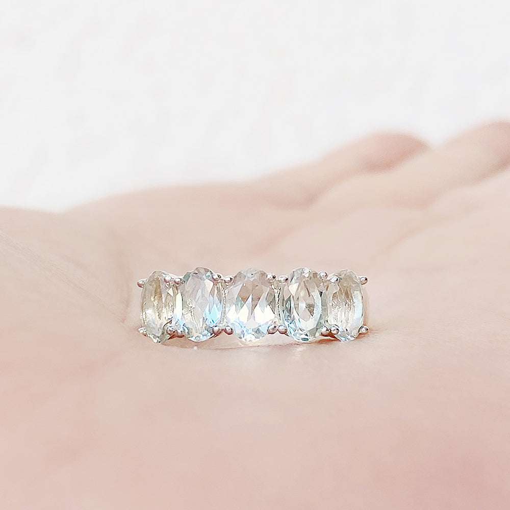 Arabella, a Prasiolite Oval cut Half Eternity Ring