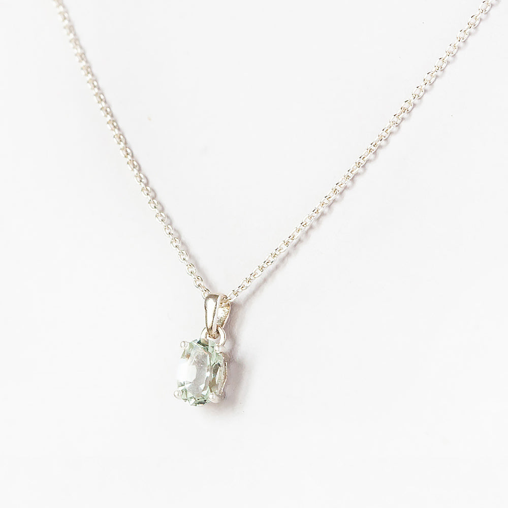 Oval cut Prasiolite Solitaire Necklace - Victoria's Jewellery