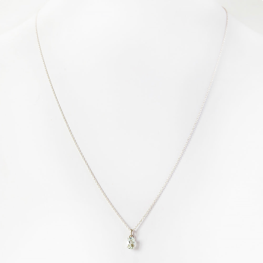 Oval cut Prasiolite Solitaire Necklace - Victoria's Jewellery