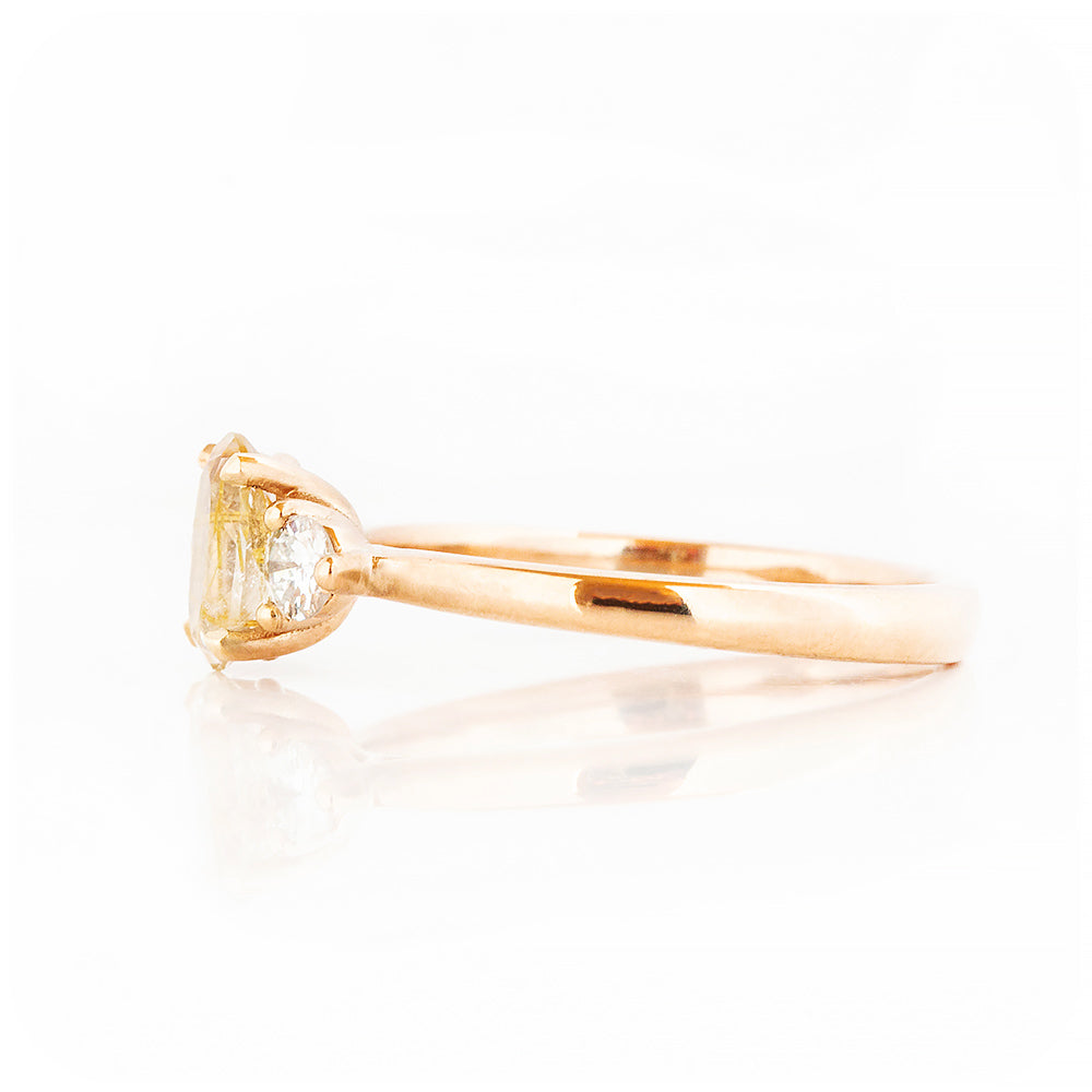 Oval cut Rutile Quartz and Diamond Trilogy Ring in Rose Gold - Victoria's Jewellery