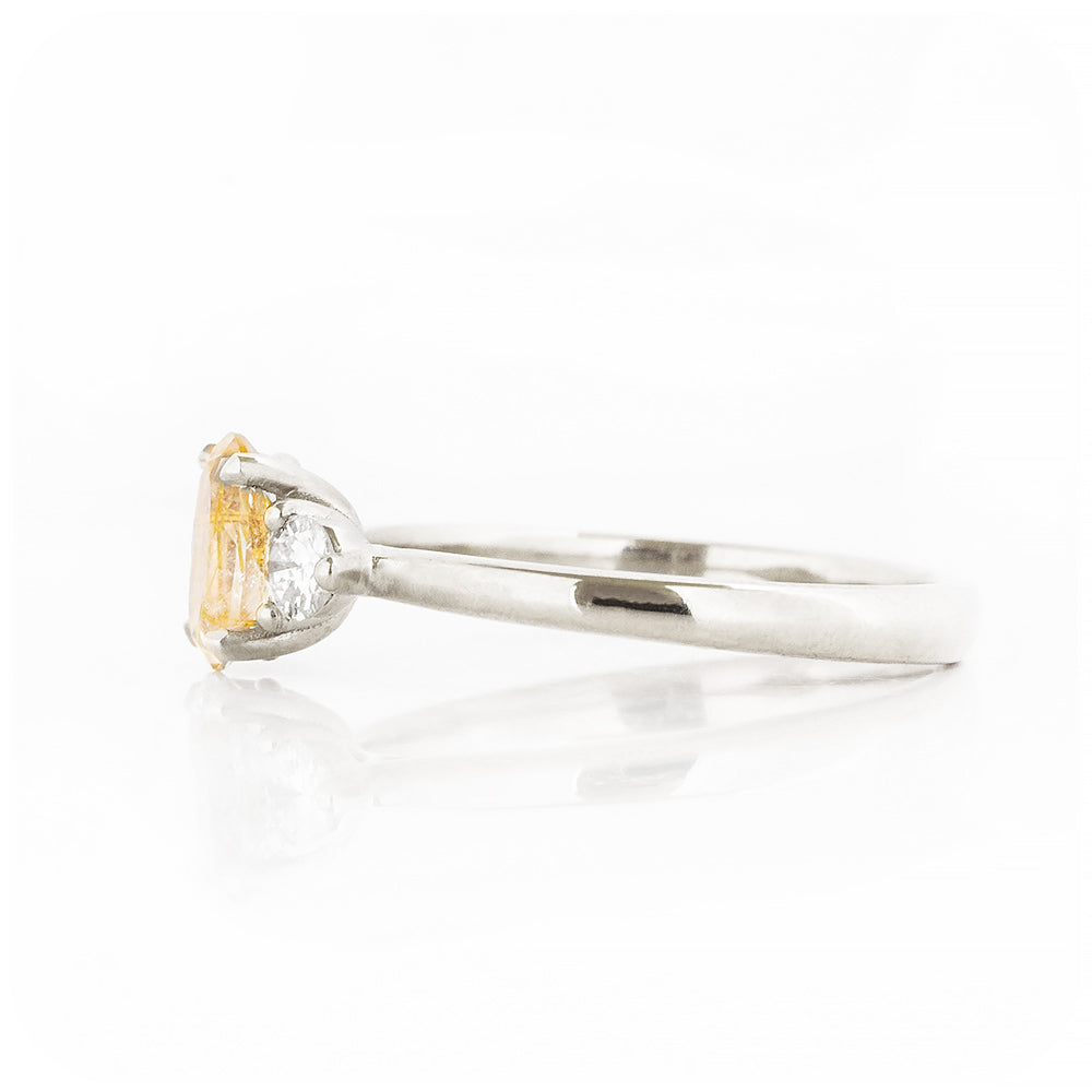 Oval cut Rutile Quartz and Diamond Trilogy Ring in White Gold - Victoria's Jewellery