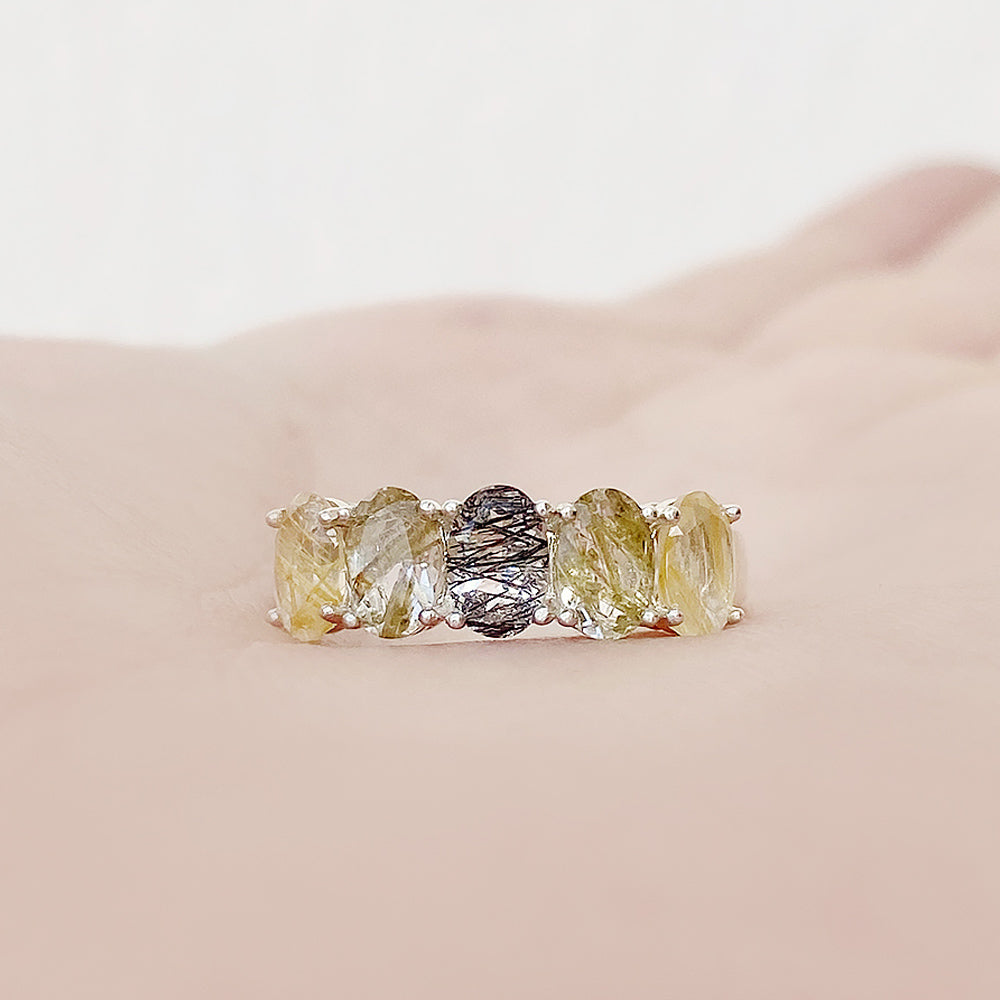 Arabella, a Rutile Quartz Half Eternity Ring