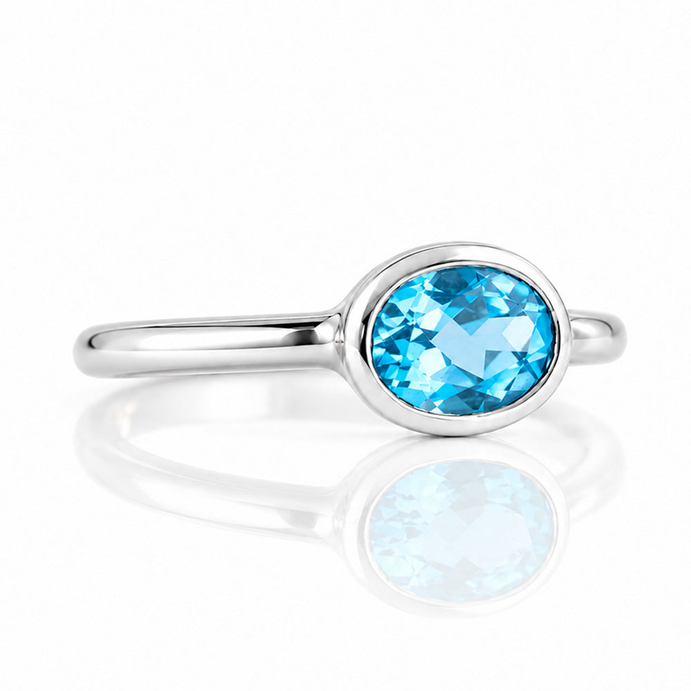 Quinn, Swiss Blue Topaz Bezel set Ring - Victoria's Jewellery