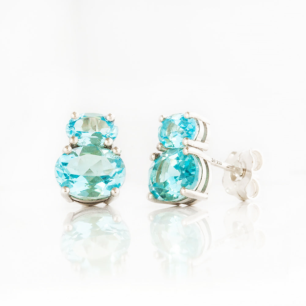 Georgie, Swiss Blue Topaz Stud Earrings