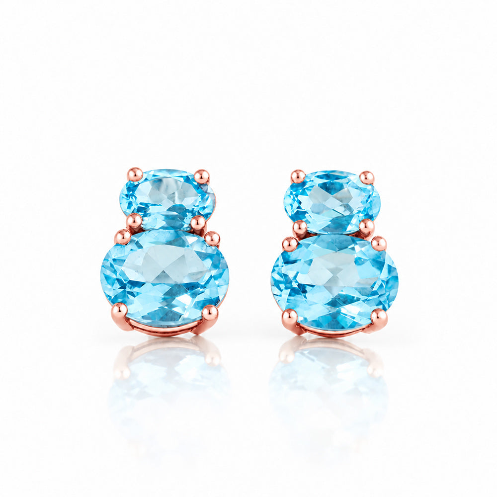 Georgie, Swiss Blue Topaz Stud Earrings