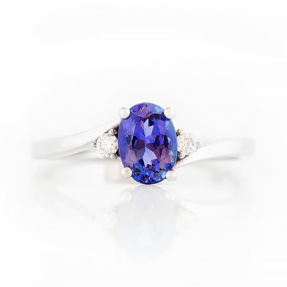 Georgie, a Tanzanite and Diamond Trilogy Ring