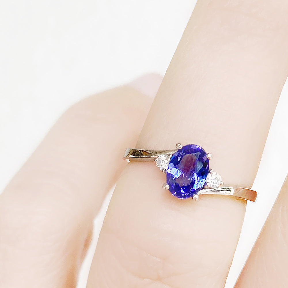 Georgie, a Tanzanite and Diamond Trilogy Ring