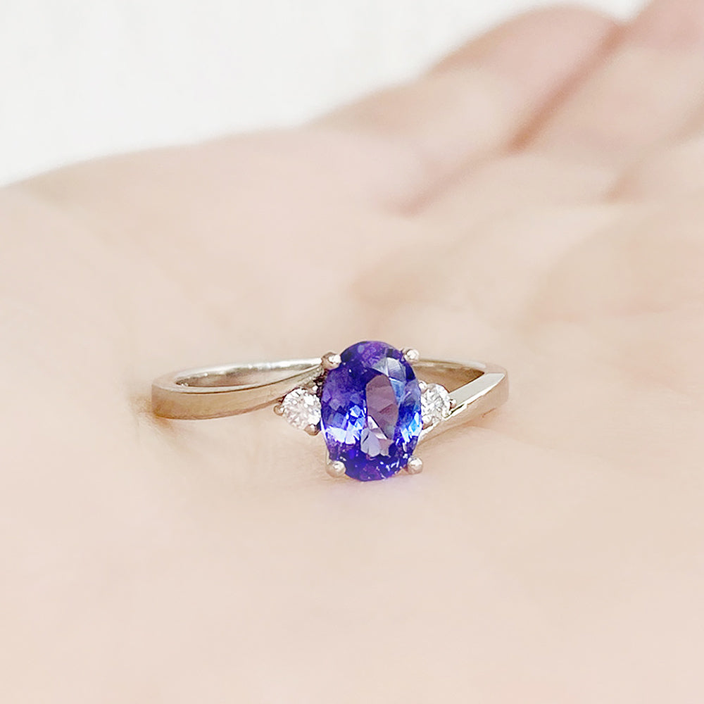 Georgie, a Tanzanite and Diamond Trilogy Ring