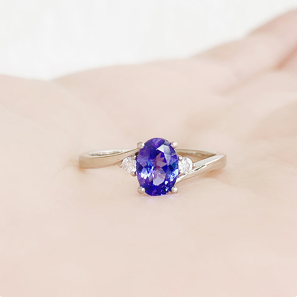 Georgie, a Tanzanite and Diamond Trilogy Ring