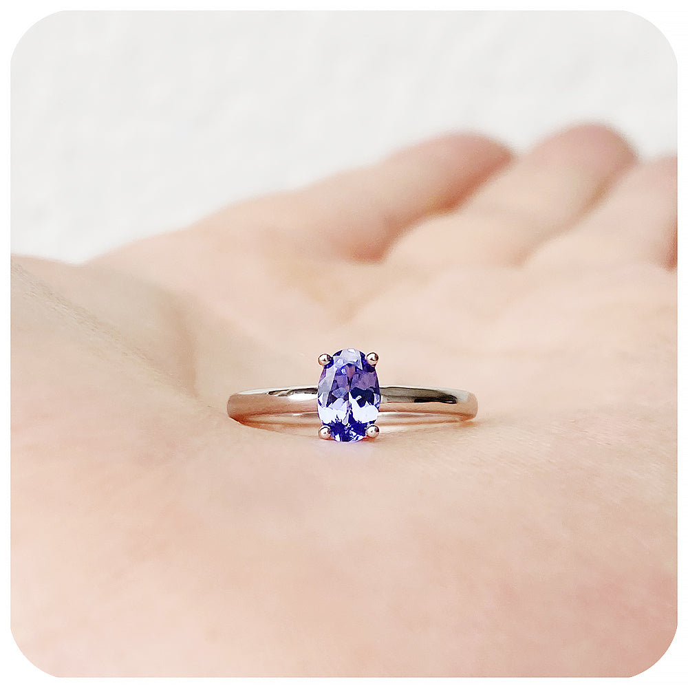 Oval cut Tanzanite Solitaire Ring - Victoria's Jewellery