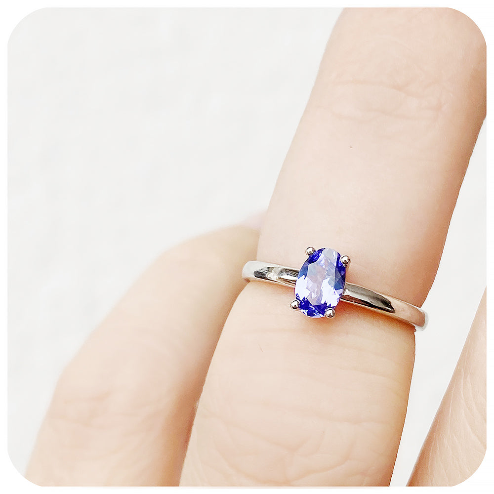 Oval cut Tanzanite Solitaire Ring - Victoria's Jewellery
