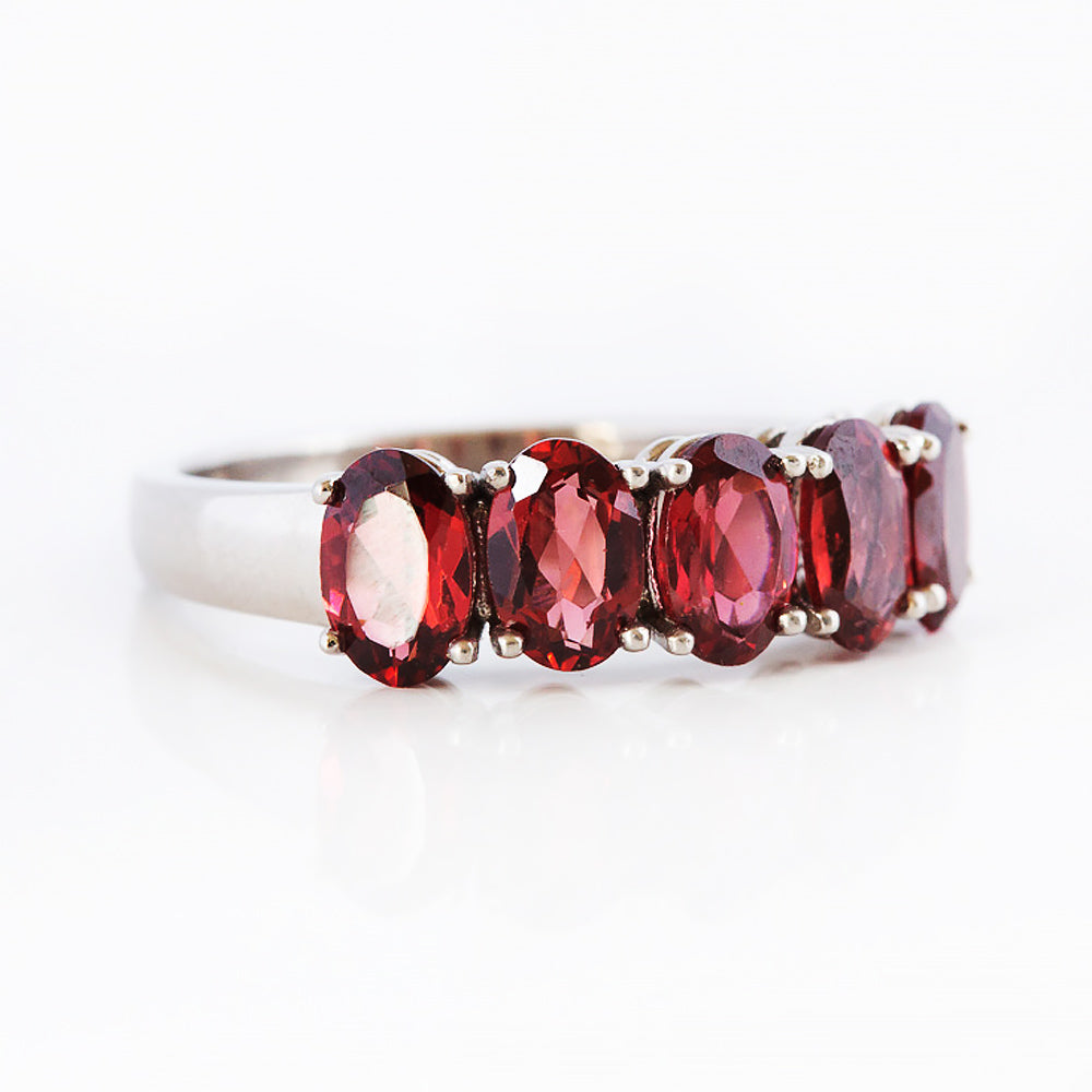 Oval cut Half Eternity Garnet ring - Victoria's Jewellery
