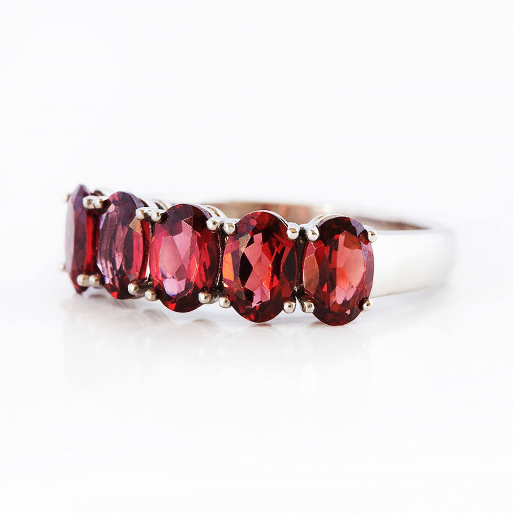 Oval cut Half Eternity Garnet ring - Victoria's Jewellery