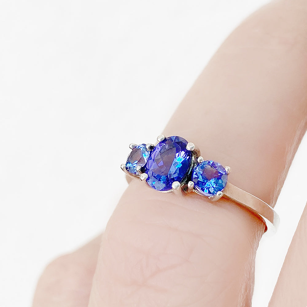 Lucy, a Tanzanite Trilogy Ring - Victoria's Jewellery