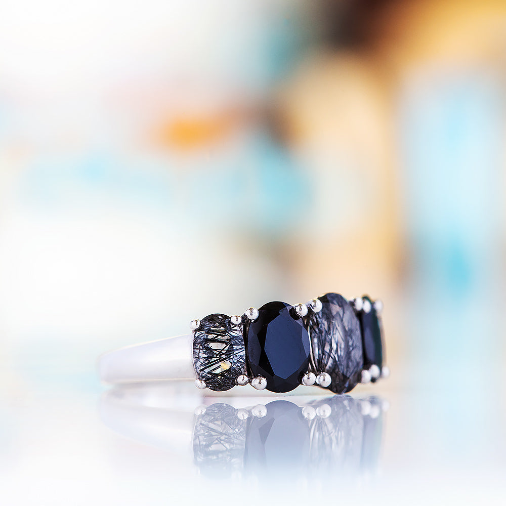 Queen, a Black Rutile and Spinel Ring - Victoria's Jewellery
