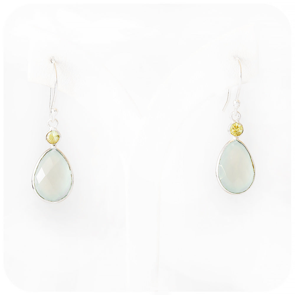 Chalcedony and Peridot Drop Earrings