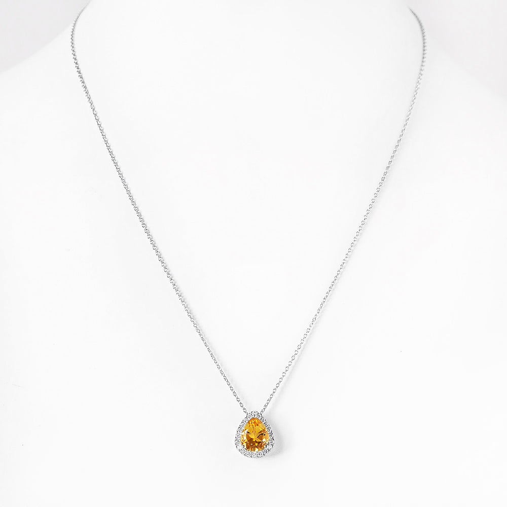 Sage, Citrine and Diamond Pendant