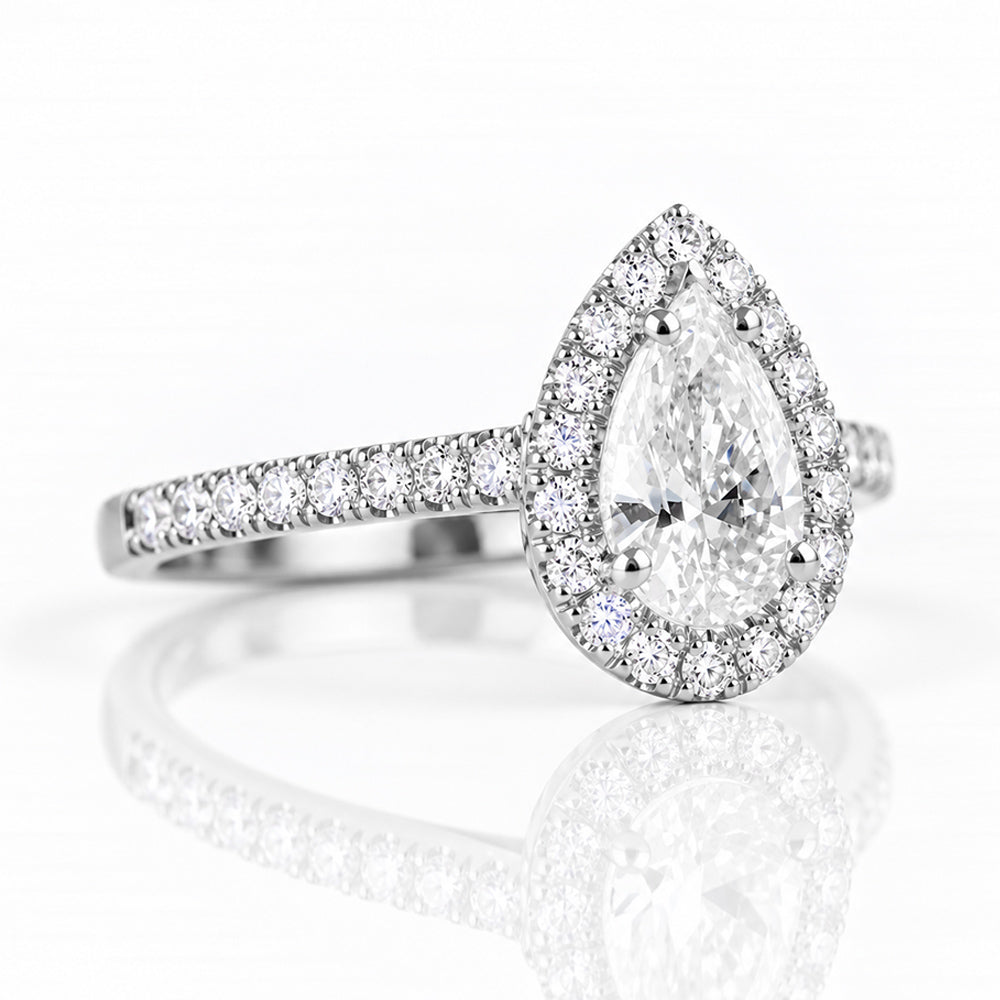 Madison, a Pear cut Lab Diamond Halo Ring - Victoria's Jewellery