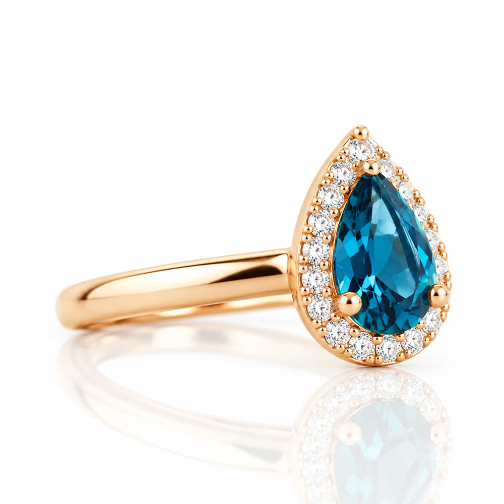 Clara, a London Topaz and Diamond Engagement Ring - Victoria's Jewellery