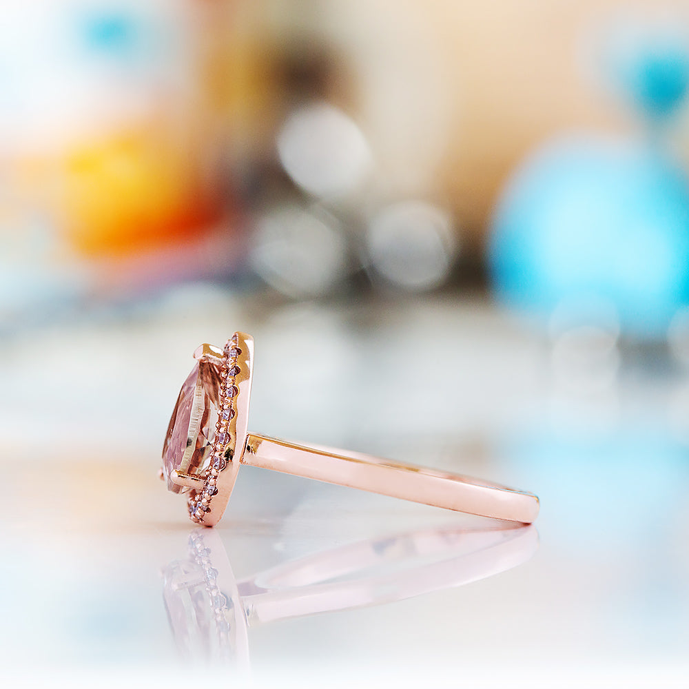 Mirabel, Morganite and Lab Diamond Ring - Victoria's Jewellery