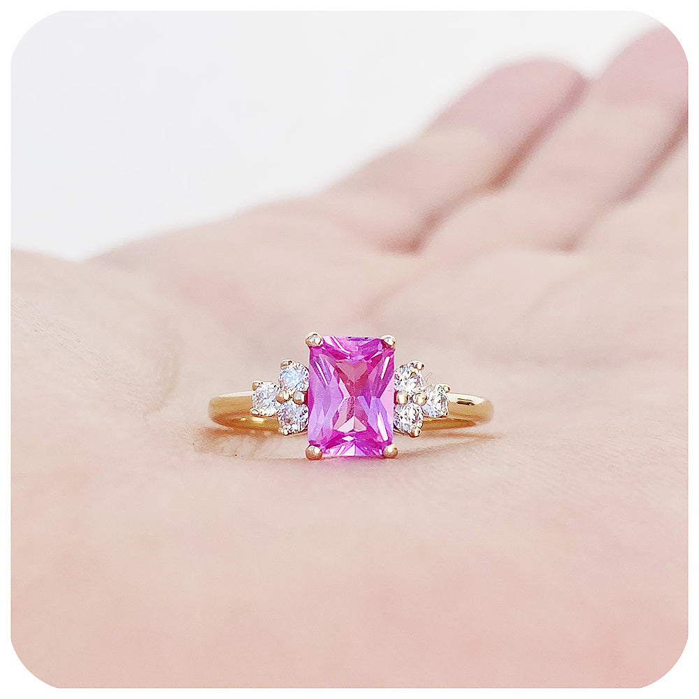Lab Grown Pink Sapphire and Diamond Engagement Ring - Victoria's Jewellery