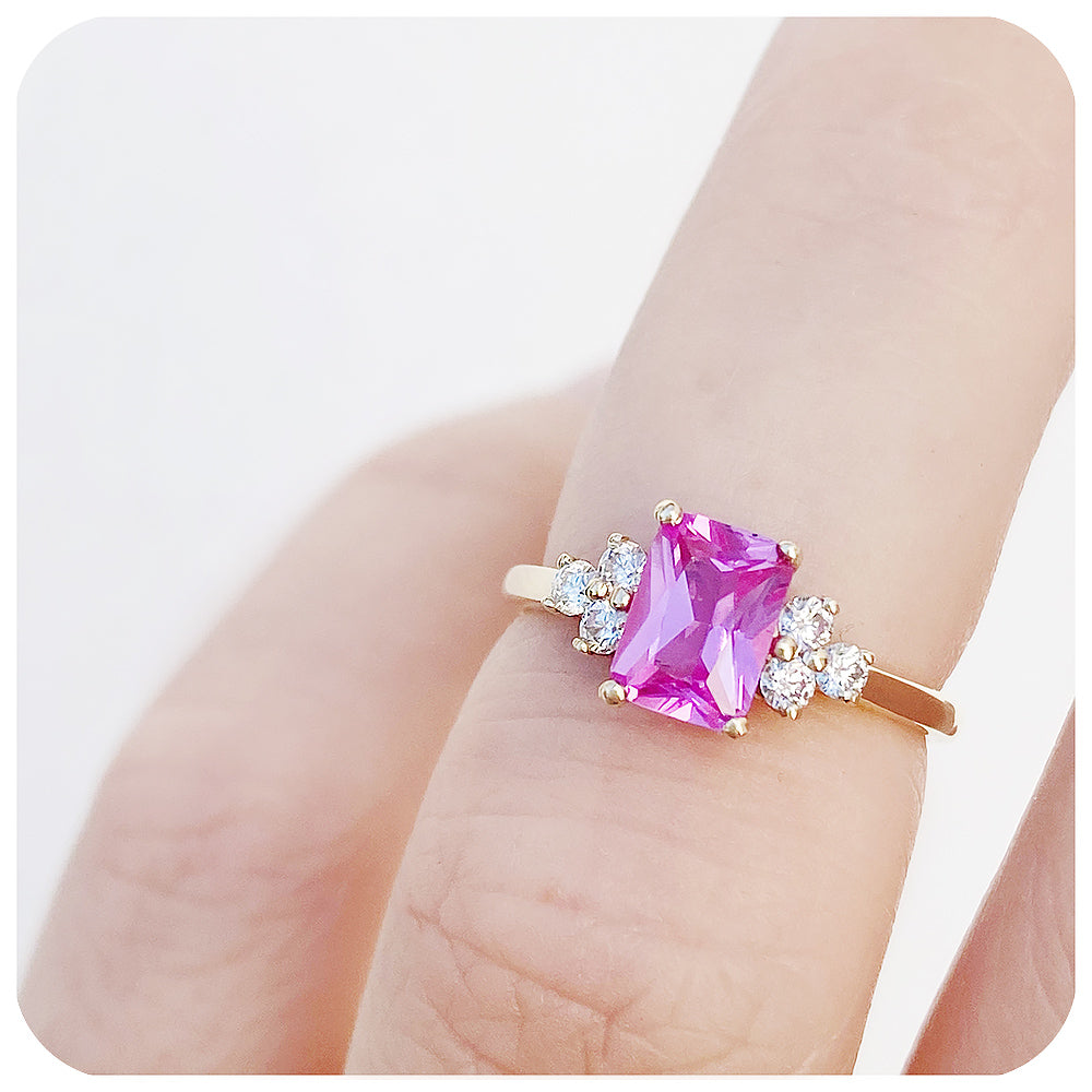 Lab Grown Pink Sapphire and Diamond Engagement Ring - Victoria's Jewellery