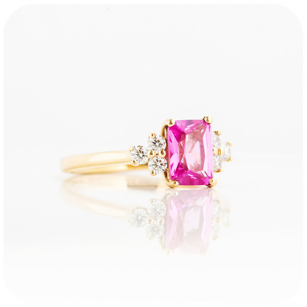 Lab Grown Pink Sapphire and Diamond Engagement Ring - Victoria's Jewellery