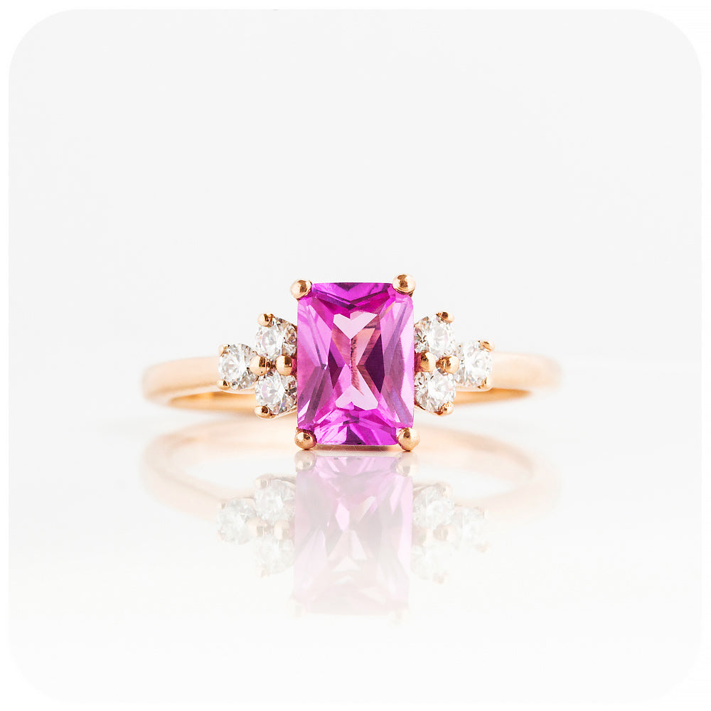 Lab Grown Pink Sapphire and Diamond Engagement Ring - Victoria's Jewellery