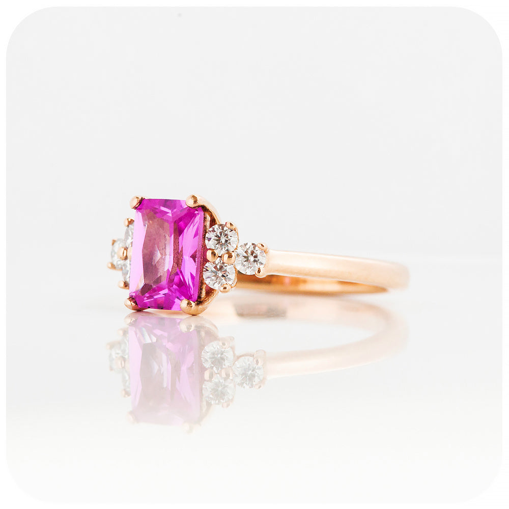 Lab Grown Pink Sapphire and Diamond Engagement Ring - Victoria's Jewellery