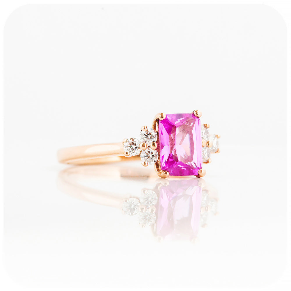 Lab Grown Pink Sapphire and Diamond Engagement Ring - Victoria's Jewellery