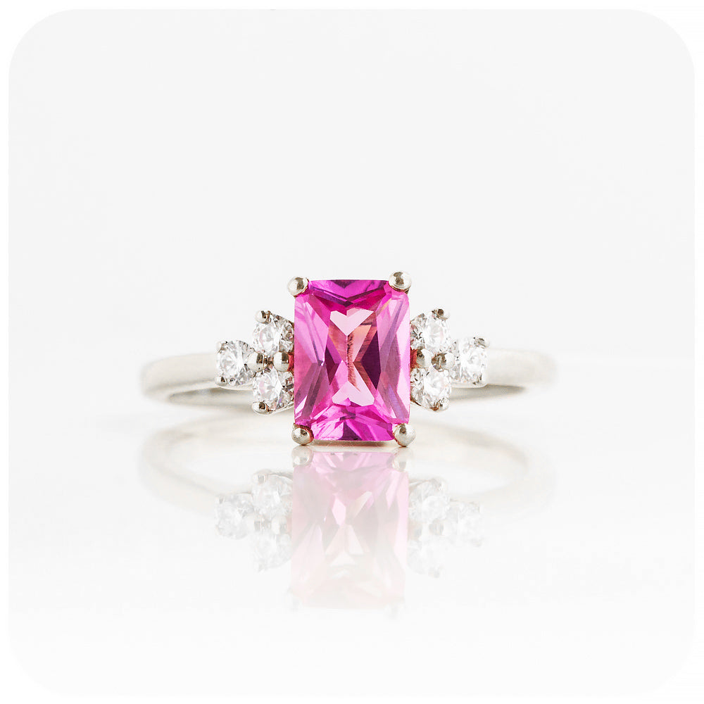 Lab Grown Pink Sapphire and Diamond Engagement Ring - Victoria's Jewellery