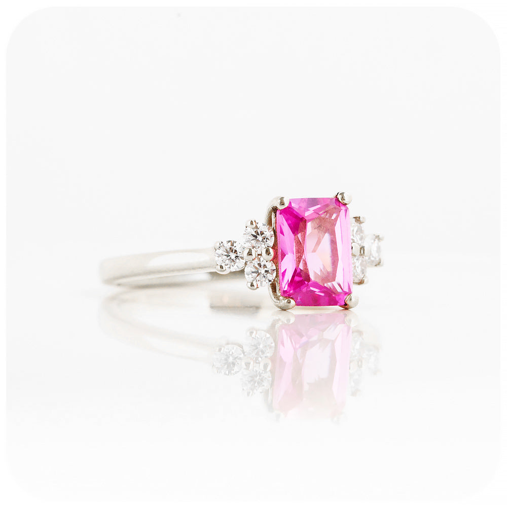 Lab Grown Pink Sapphire and Diamond Engagement Ring - Victoria's Jewellery
