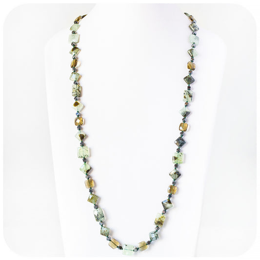 Luxurious Prehnite, Lemon Quartz and Hematite handmade necklace - Victoria's Jewellery