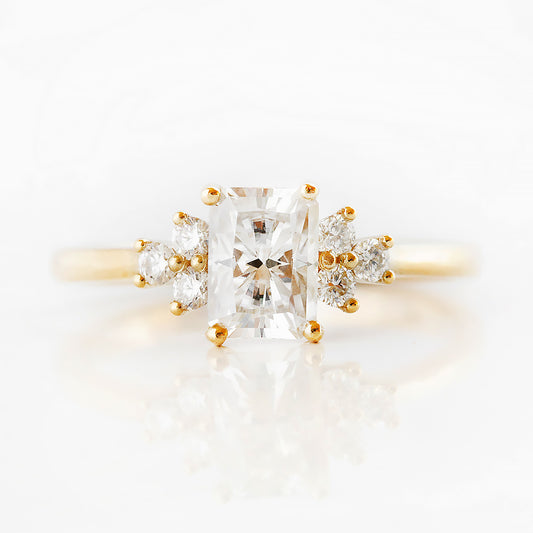 Radiant cut Lab Diamond Cluster Style Engagement Ring in Yellow Gold - Victoria's Jewellery