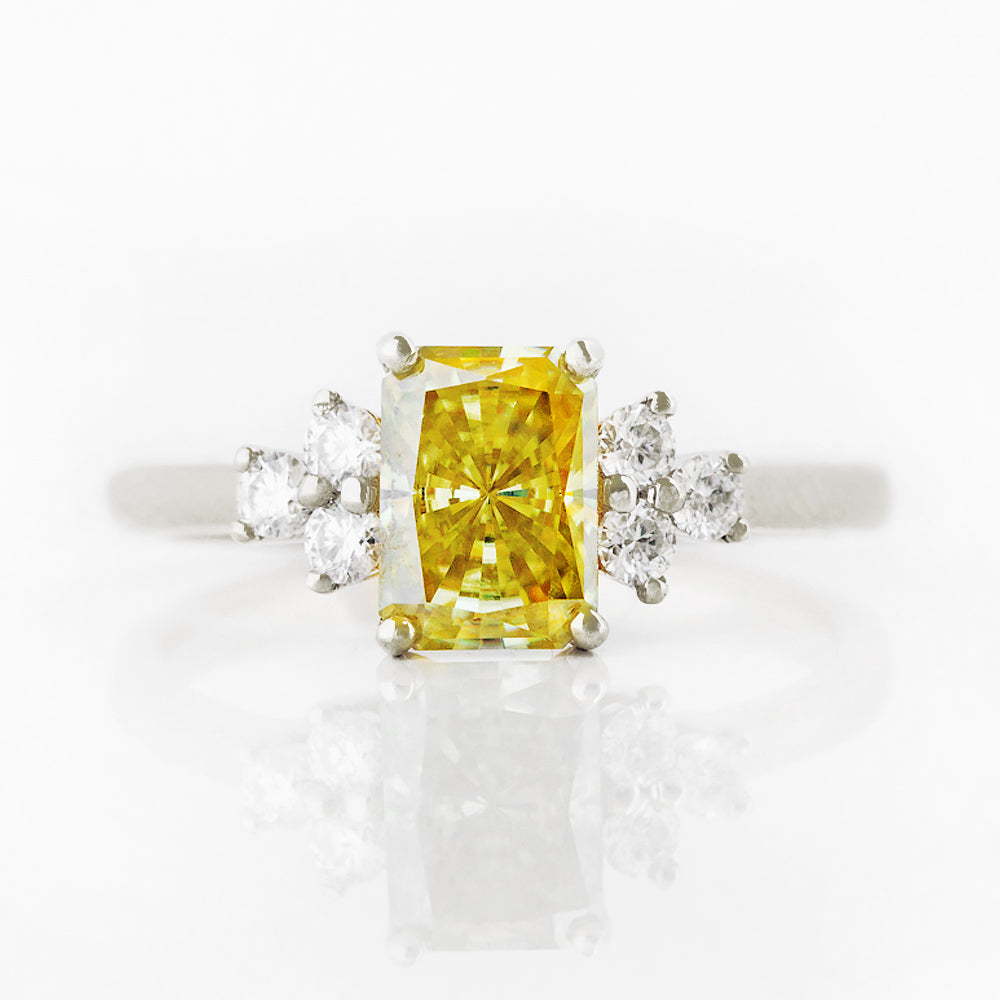 Radiant cut Yellow Lab Grown Diamond Engagement Ring in White Gold - Victoria's Jewellery