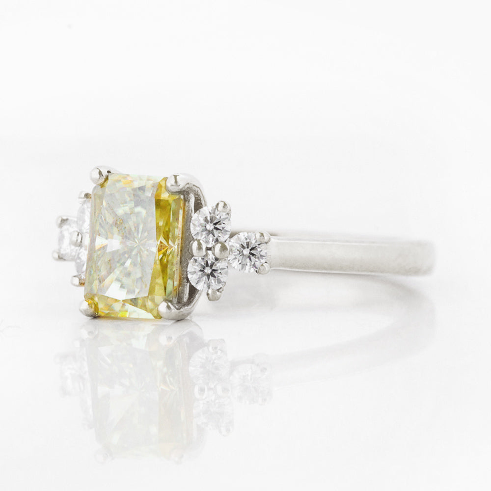 Radiant cut Yellow Lab Grown Diamond Engagement Ring in White Gold - Victoria's Jewellery
