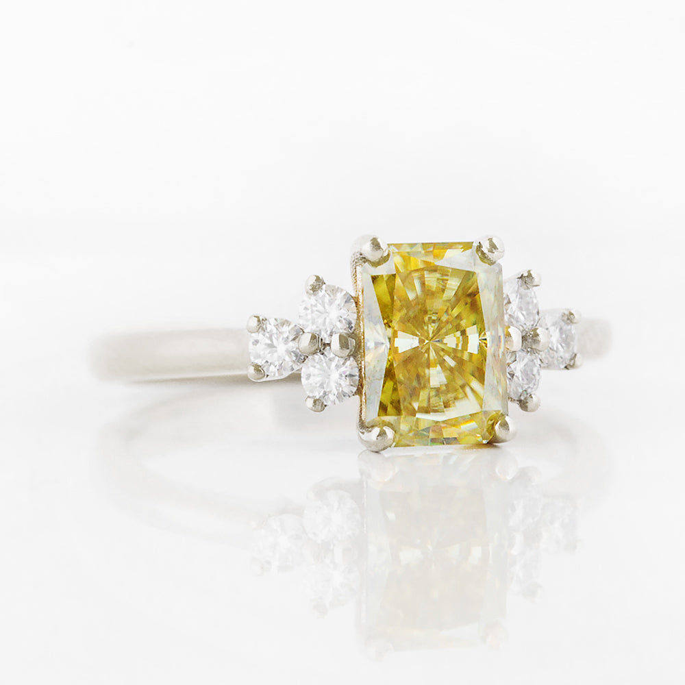 Radiant cut Yellow Lab Grown Diamond Engagement Ring in White Gold - Victoria's Jewellery