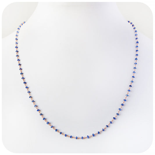 Blue Sapphire and Rose Gold Necklace