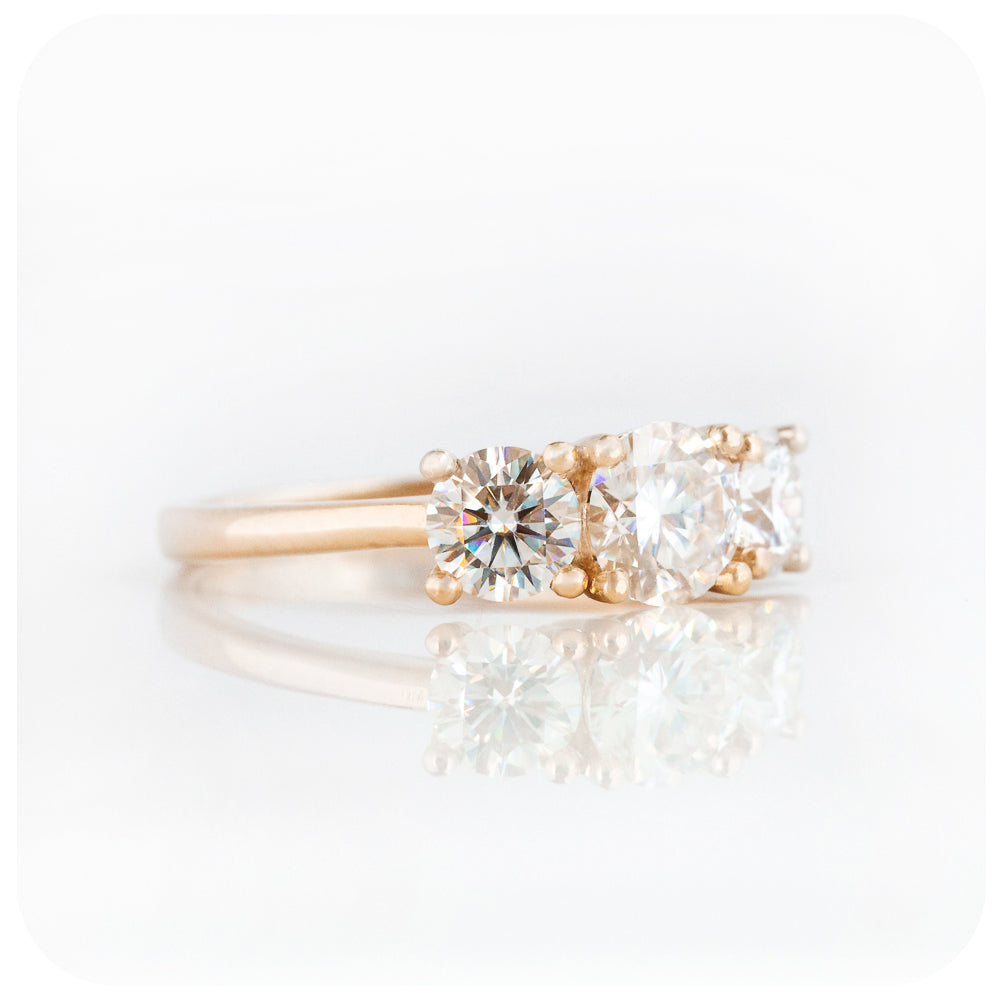 Brilliant cut Lab Grown Diamond Trilogy Engagement Ring - Victoria's Jewellery