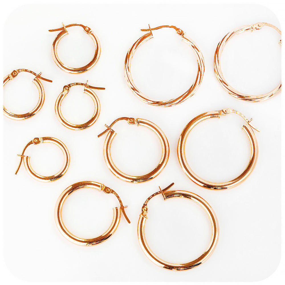 Rose Gold Twisted Hoop Earrings - Victoria's Jewellery