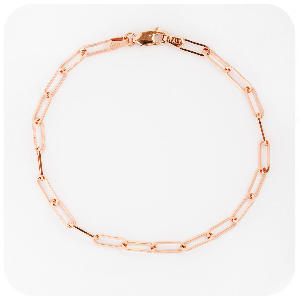 Rose Gold Paper Clip Bracelet - Victoria's Jewellery
