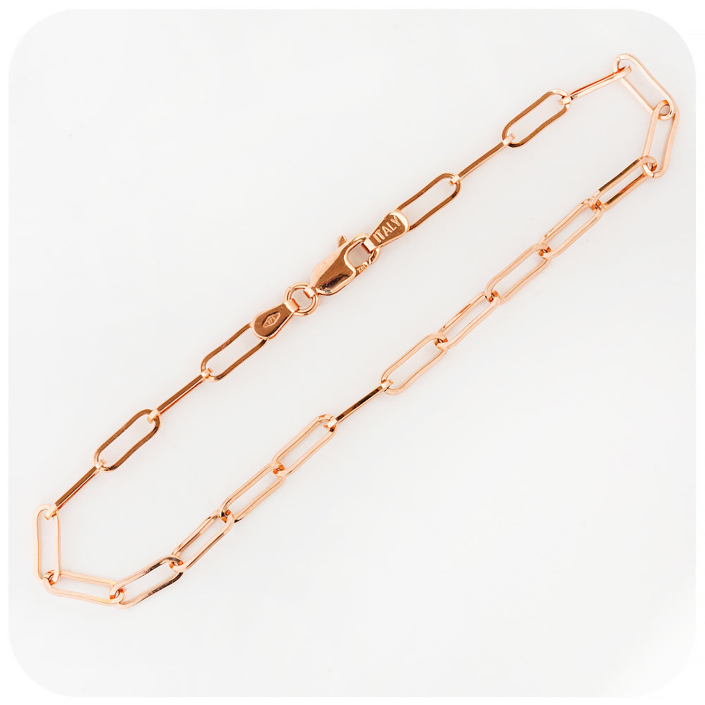 Rose Gold Paper Clip Bracelet - Victoria's Jewellery