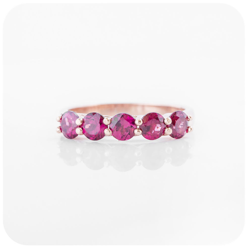 The Danelle, a Rhodolite Garnet Half Eternity Trellis Ring