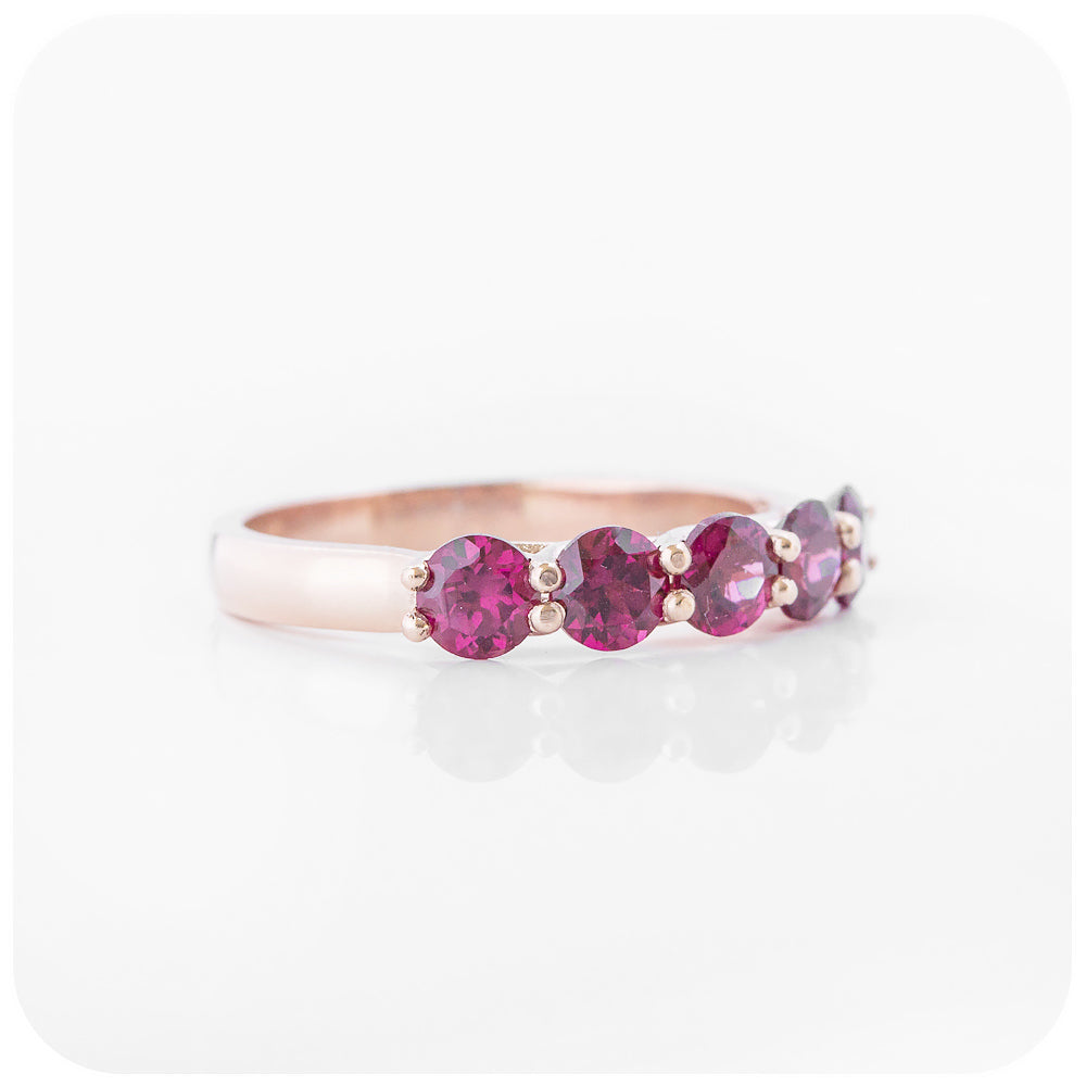 The Danelle, a Rhodolite Garnet Half Eternity Trellis Ring