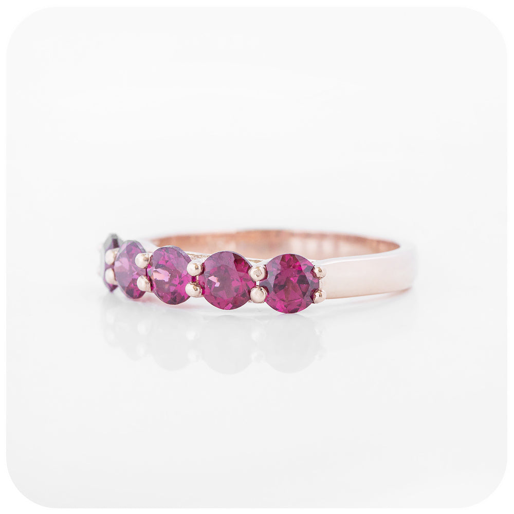 The Danelle, a Rhodolite Garnet Half Eternity Trellis Ring