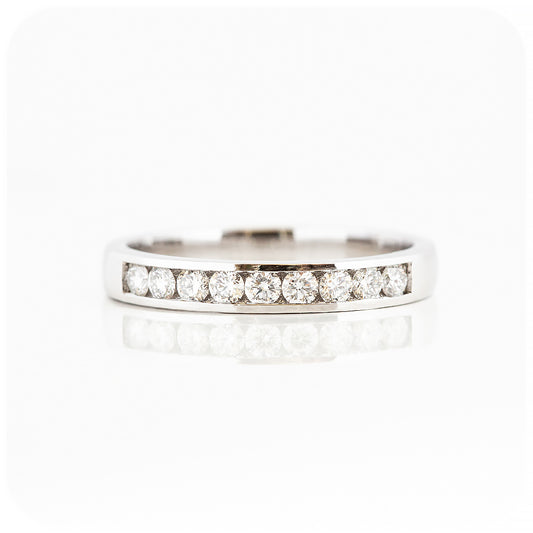 Brilliant cut Lab Grown Diamond Half Etenrity Channel set Wedding Band Ring - Victoria's JewelleryaBrilliant cut Lab Grown Diamond Split Band Engagement Ring - Victoria's Jewellery