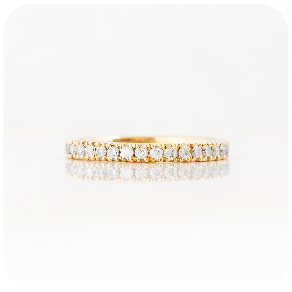 Round Brilliant cut Diamond half eternity Wedding Band Ring - Victoria's Jewellery