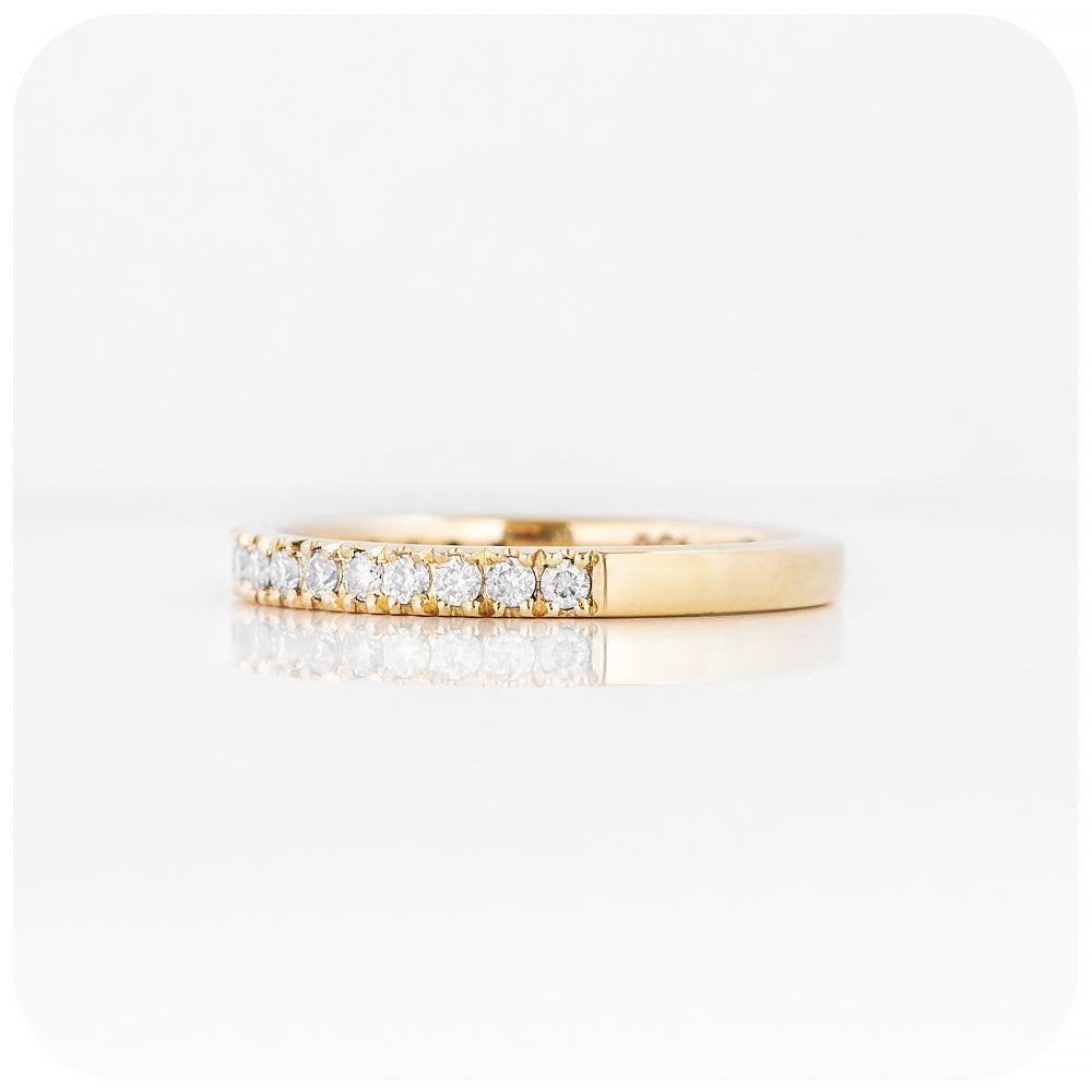 Round Brilliant cut Diamond half eternity Wedding Band Ring - Victoria's Jewellery