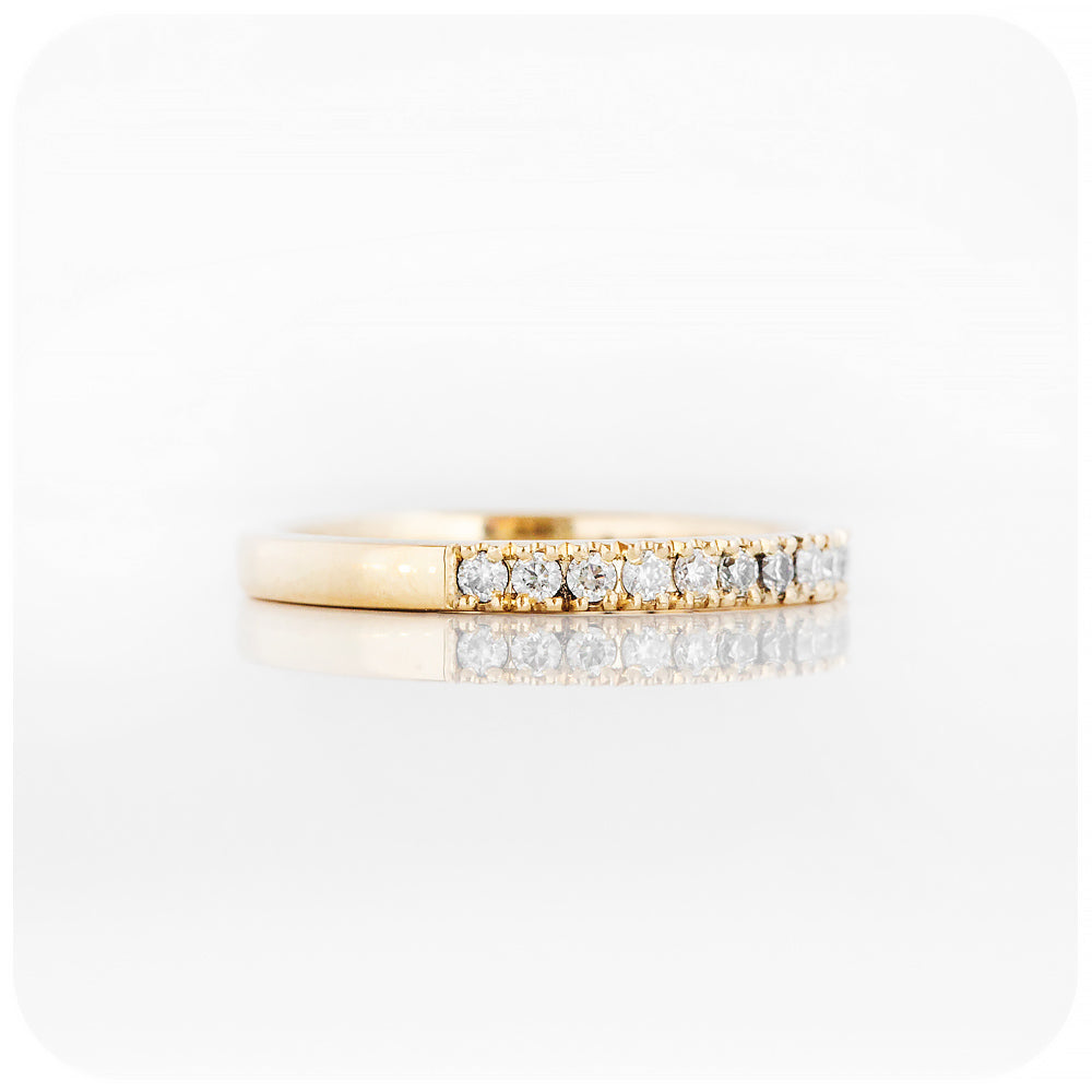 Round Brilliant cut Diamond half eternity Wedding Band Ring - Victoria's Jewellery